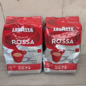 Lot Of 2 Qualita Rossa Roast Whole Bean Coffee by Lavazza Medium Roast- 35.2 oz
